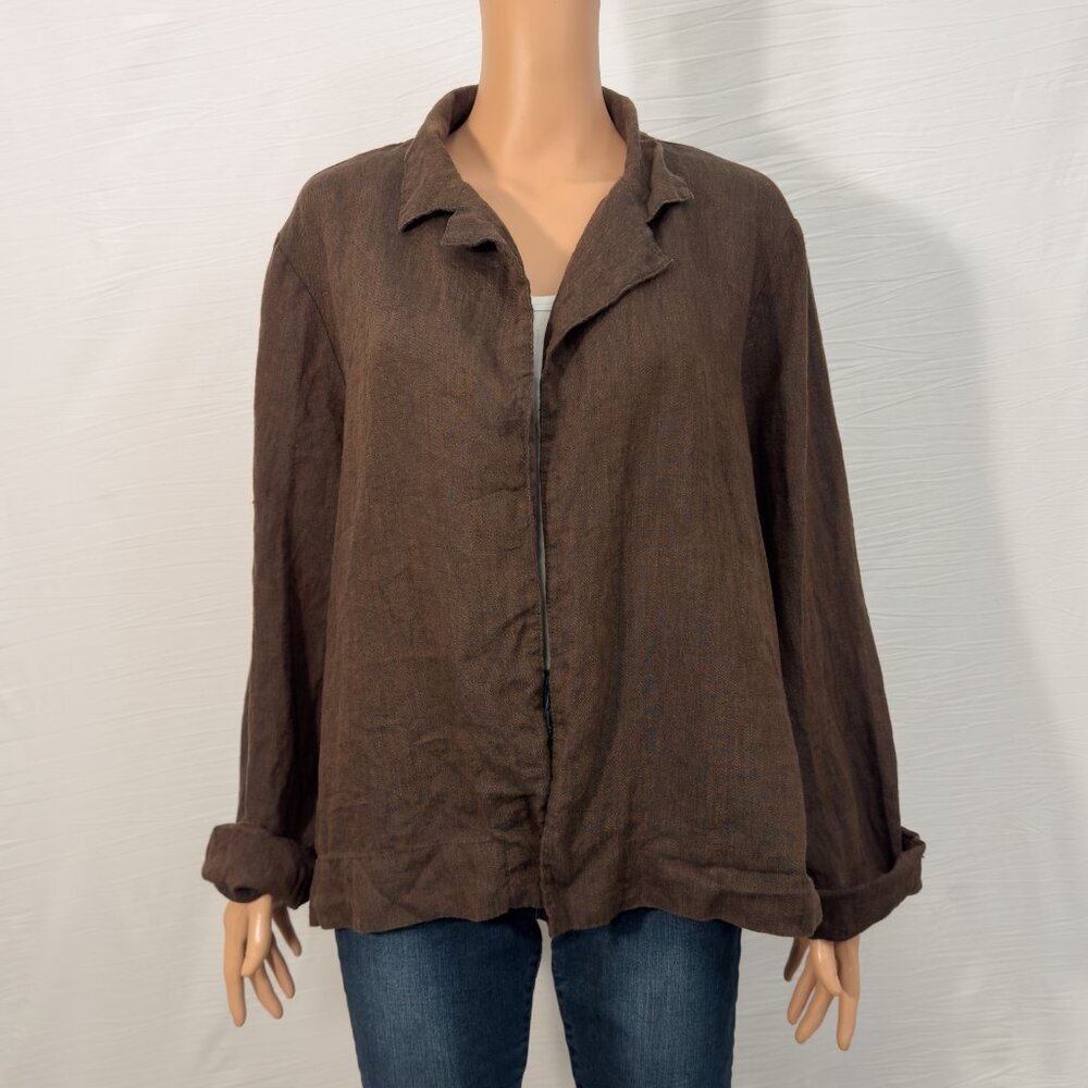 100% Linen Made in USA Open Style Jacket Top Bryn Walker